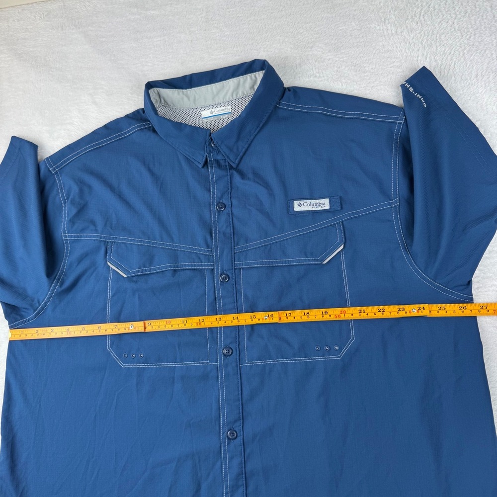 Columbia PFG Fishing Shirt Mens XXL Blue Short Sleeve Ventilated Omni-Shade - Picture 8 of 14